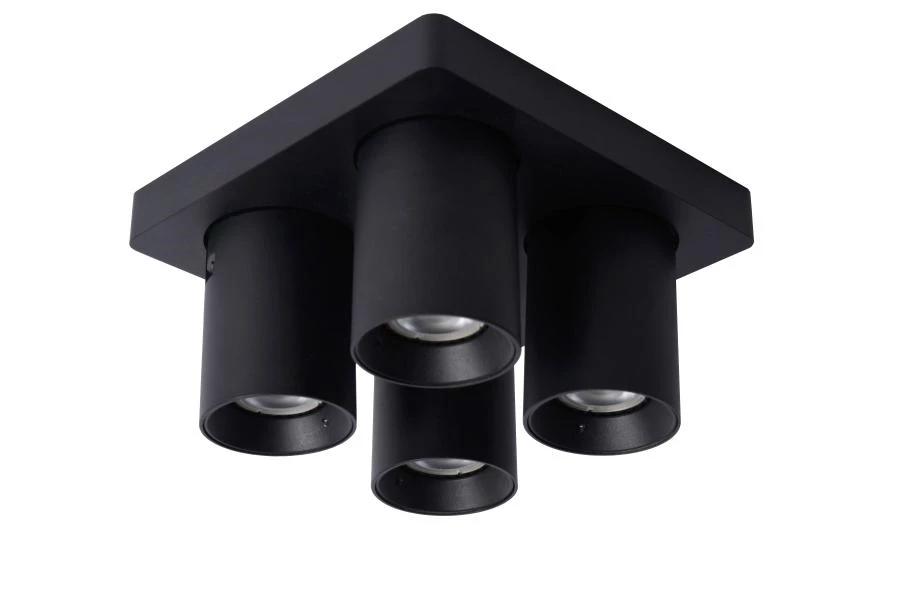 Lucide NIGEL - Plafondspot - LED Dim to warm - GU10 - 4x5W 2200K/3000K - Zwart - uit